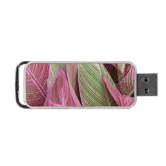 Pink Leaves Portable USB Flash (One Side)