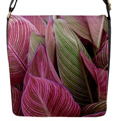 Pink Leaves Flap Closure Messenger Bag (S)