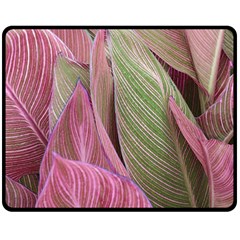 Pink Leaves Double Sided Fleece Blanket (Medium) 