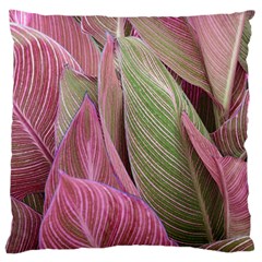 Pink Leaves Standard Flano Cushion Case (One Side)