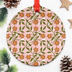 Pink Dot Floral Ornament (round) by snowwhitegirl