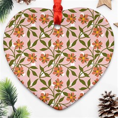 Pink Dot Floral Ornament (heart) by snowwhitegirl