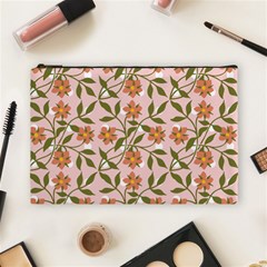 Pink Dot Floral Cosmetic Bag (large) by snowwhitegirl