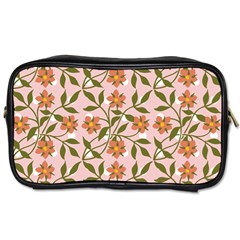 Pink Dot Floral Toiletries Bag (two Sides) by snowwhitegirl