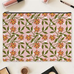 Pink Dot Floral Cosmetic Bag (xxxl) by snowwhitegirl