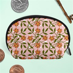 Pink Dot Floral Accessory Pouch (large) by snowwhitegirl