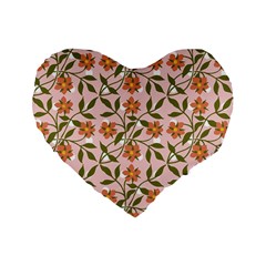 Pink Dot Floral Standard 16  Premium Flano Heart Shape Cushions by snowwhitegirl