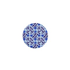 Blue Dot Floral 1  Mini Magnets by snowwhitegirl