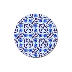 Blue Dot Floral Magnet 3  (round) by snowwhitegirl