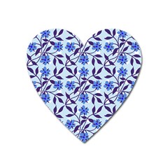 Blue Dot Floral Heart Magnet by snowwhitegirl