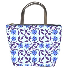 Blue Dot Floral Bucket Bag by snowwhitegirl