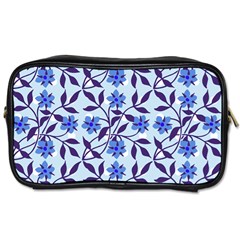 Blue Dot Floral Toiletries Bag (two Sides)