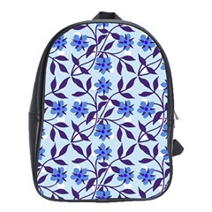 Blue Dot Floral School Bag (xl) by snowwhitegirl