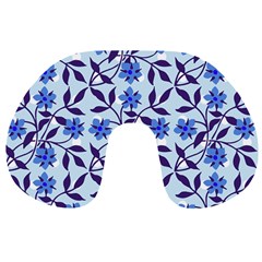 Blue Dot Floral Travel Neck Pillows by snowwhitegirl