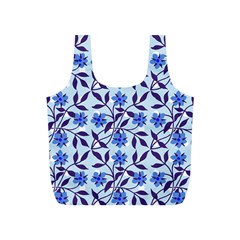 Blue Dot Floral Full Print Recycle Bag (s) by snowwhitegirl