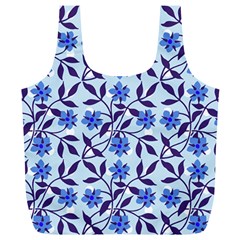 Blue Dot Floral Full Print Recycle Bag (xl) by snowwhitegirl