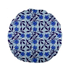 Blue Dot Floral Standard 15  Premium Flano Round Cushions