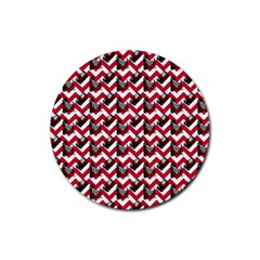 Vintage Camera Chevron Rubber Coaster (round)  by snowwhitegirl