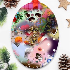 Pattern Patchwork Oval Ornament (two Sides) by snowwhitegirl