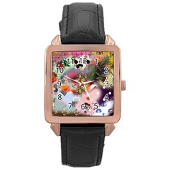 Pattern Patchwork Rose Gold Leather Watch  by snowwhitegirl