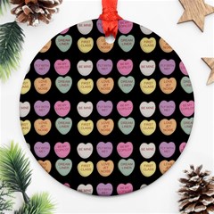 Valentine Hearts Black Round Ornament (two Sides) by snowwhitegirl