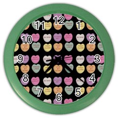 Valentine Hearts Black Color Wall Clock by snowwhitegirl