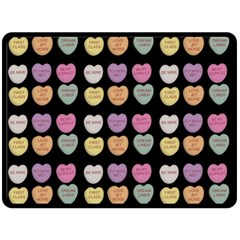 Valentine Hearts Black Fleece Blanket (large)  by snowwhitegirl