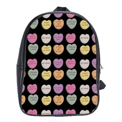 Valentine Hearts Black School Bag (xl) by snowwhitegirl