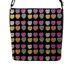 Valentine Hearts Black Flap Closure Messenger Bag (l) by snowwhitegirl