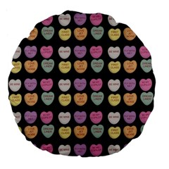 Valentine Hearts Black Large 18  Premium Flano Round Cushions