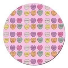 Valentine Hearts Pink Magnet 5  (round)