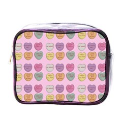 Valentine Hearts Pink Mini Toiletries Bag (one Side) by snowwhitegirl