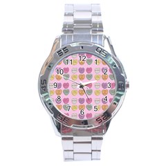 Valentine Hearts Pink Stainless Steel Analogue Watch by snowwhitegirl