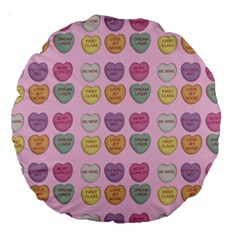 Valentine Hearts Pink Large 18  Premium Round Cushions by snowwhitegirl