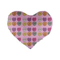 Valentine Hearts Pink Standard 16  Premium Flano Heart Shape Cushions by snowwhitegirl