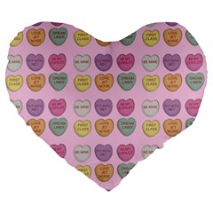 Valentine Hearts Pink Large 19  Premium Flano Heart Shape Cushions by snowwhitegirl