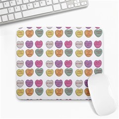 Valentine Hearts White Large Mousepads by snowwhitegirl