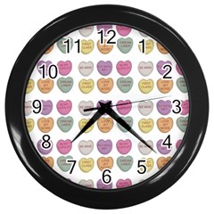 Valentine Hearts White Wall Clock (black) by snowwhitegirl