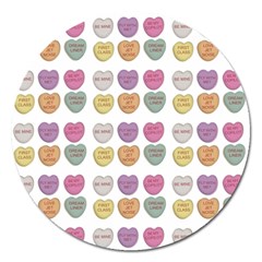 Valentine Hearts White Magnet 5  (round) by snowwhitegirl