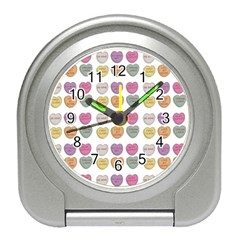 Valentine Hearts White Travel Alarm Clock by snowwhitegirl