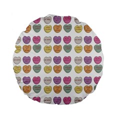 Valentine Hearts White Standard 15  Premium Flano Round Cushions