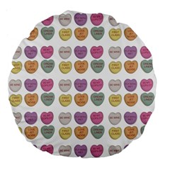 Valentine Hearts White Large 18  Premium Flano Round Cushions