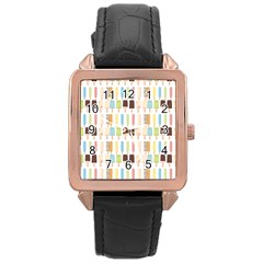 Candy Popsicles White Rose Gold Leather Watch 