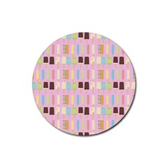 Candy Popsicles Pink Rubber Coaster (round)  by snowwhitegirl