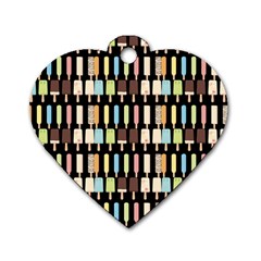 Candy Popsicles Black Dog Tag Heart (two Sides) by snowwhitegirl