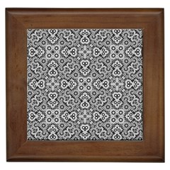 Geometric Stylized Floral Pattern Framed Tiles by dflcprints