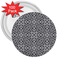 Geometric Stylized Floral Pattern 3  Buttons (100 Pack)  by dflcprints