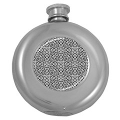 Geometric Stylized Floral Pattern Round Hip Flask (5 Oz) by dflcprints