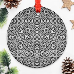 Geometric Stylized Floral Pattern Round Ornament (two Sides)