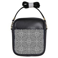 Geometric Stylized Floral Pattern Girls Sling Bag by dflcprints